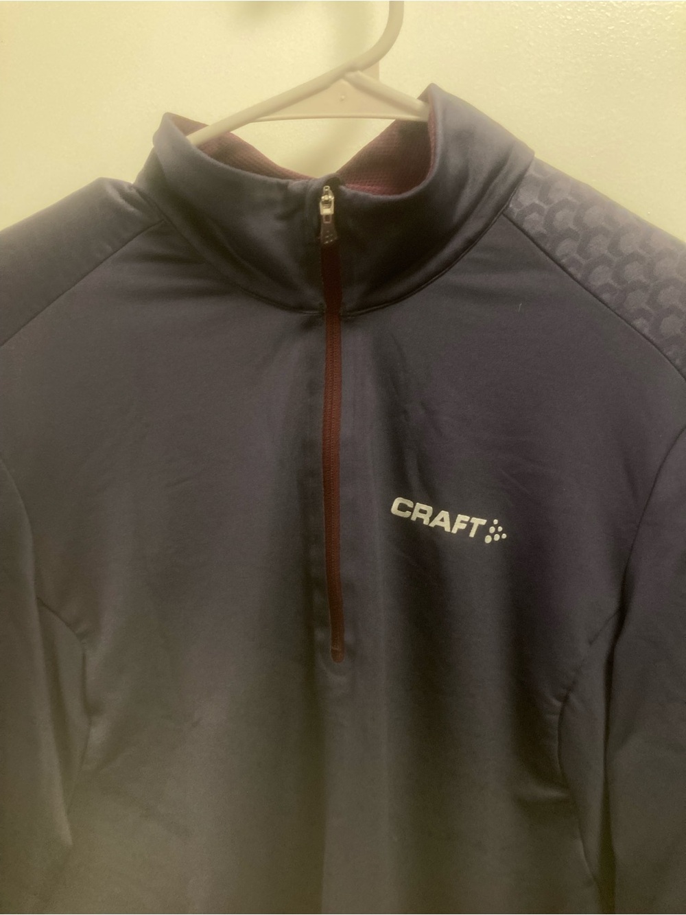 Craft Womens Half-Zip Jacket in Navy and burgundy